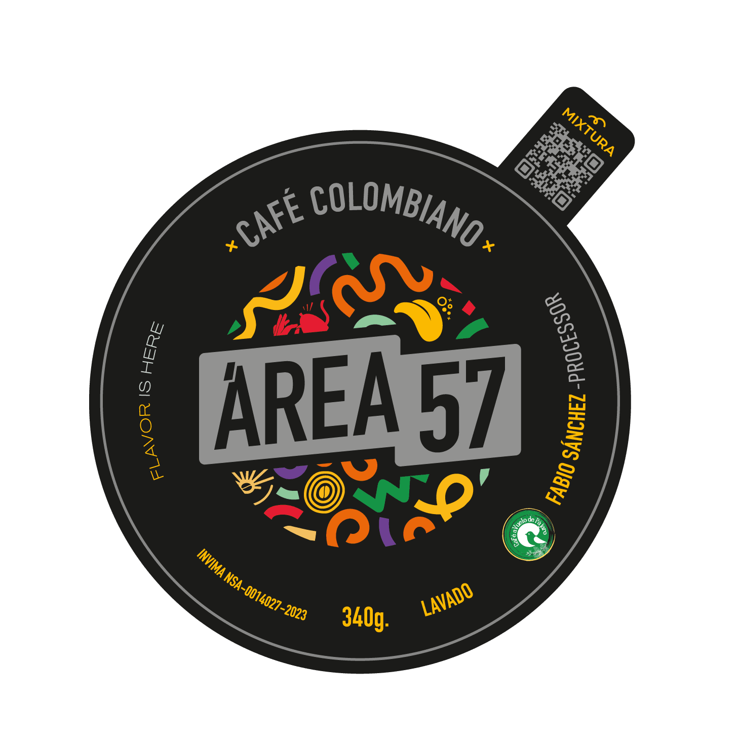 Etiqueta del café AREA57 de Mixtura Coffee