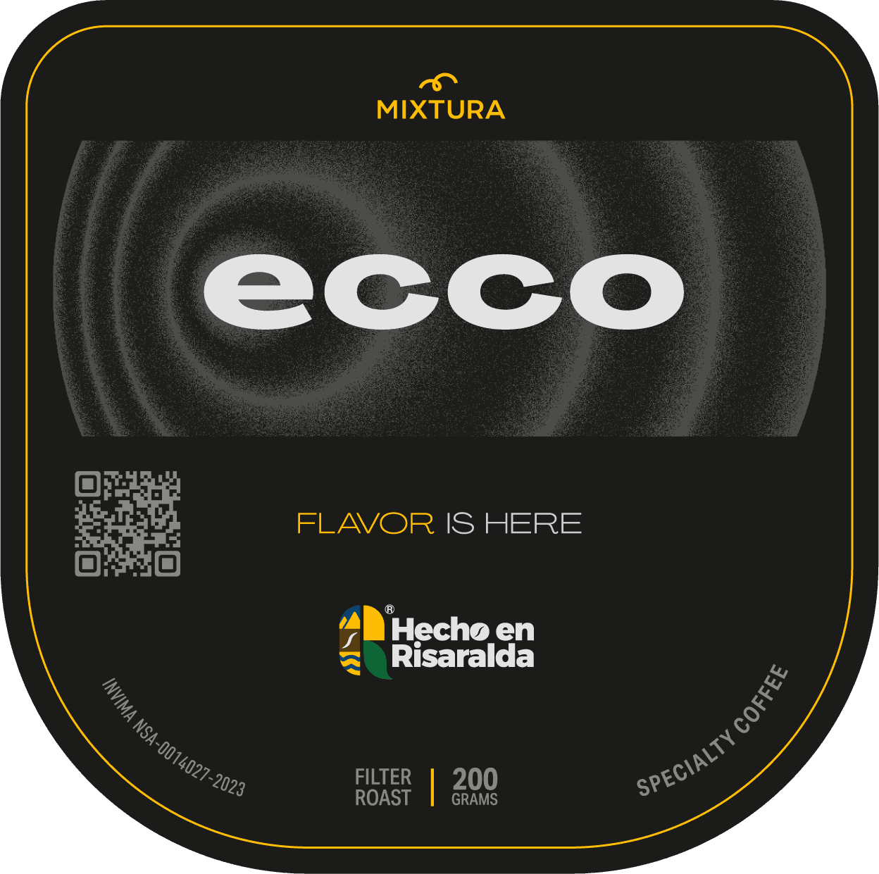 Etiqueta del café ECCO de Mixtura Coffee