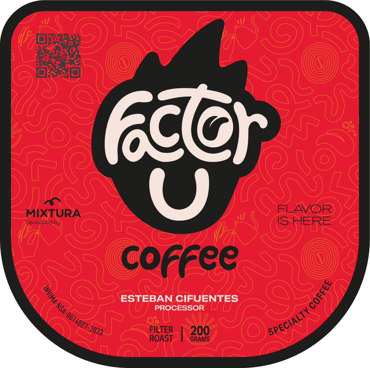 Etiqueta del café FACTOR U de Mixtura Coffee