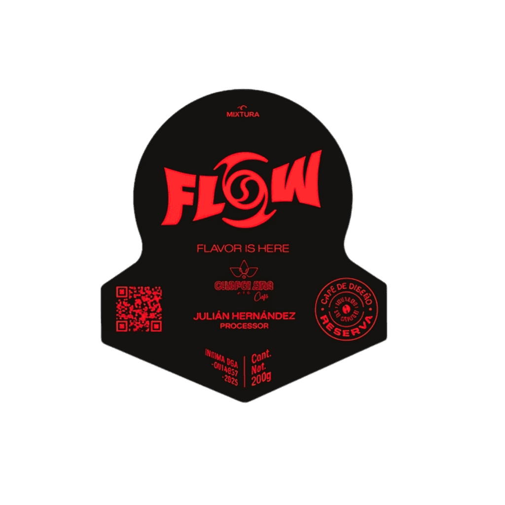 Etiqueta del café FLOW de Mixtura Coffee