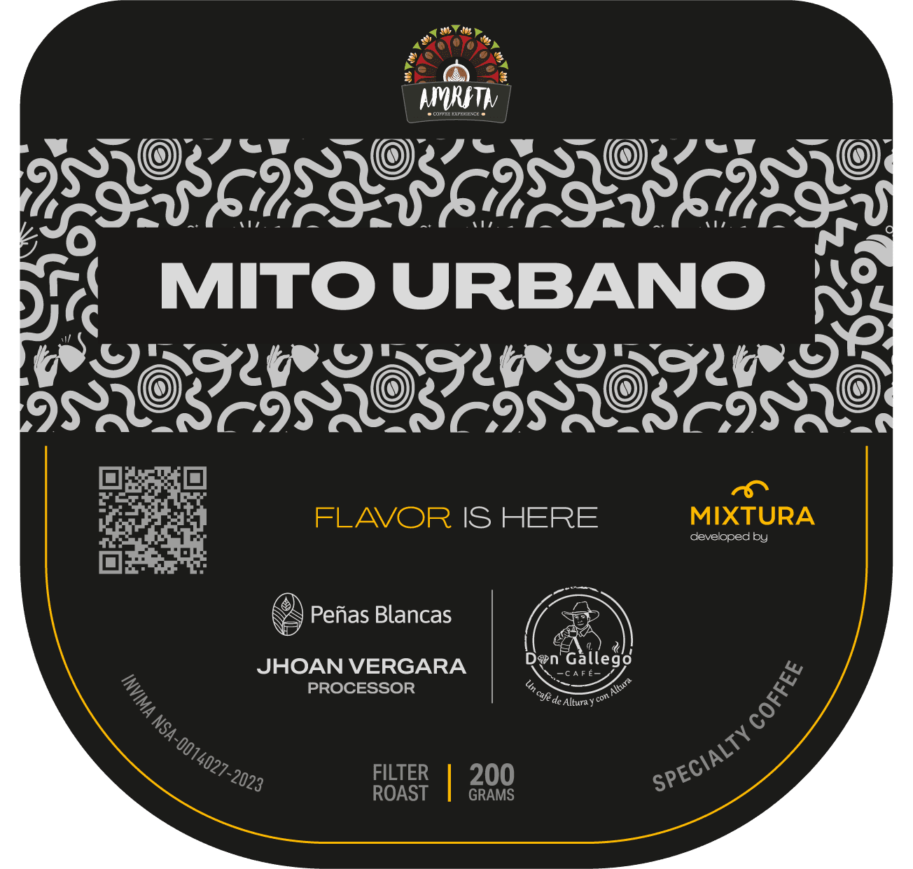 Etiqueta del café MITO de Mixtura Coffee